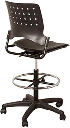 Learniture Ballard Adjustable Height Drafting Stool w/Chrome Foot Ring NOR-TSU3004-SO- Black