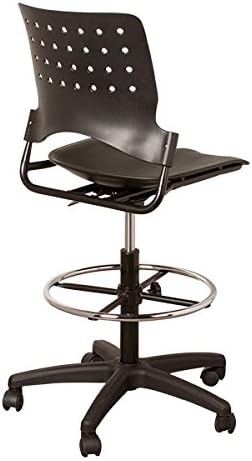 Learniture Ballard Adjustable Height Drafting Stool w/Chrome Foot Ring NOR-TSU3004-SO- Black