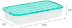 Under Bed Storage Bin Containers with Lid 56 Quart – 32.5"x17.8"x6.5"-Clear Plastic Storage Bins with Latch Lid for Blankets, Shoes, Baby Clothes, Wrapping Paper, Bedding