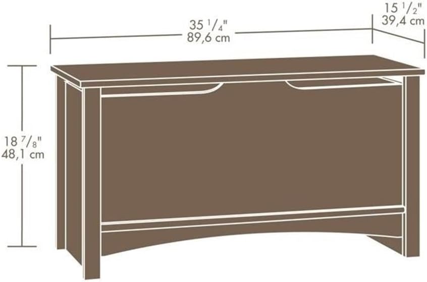 Pemberly Row Farmhouse Engineered Wood Storage Chest, Oiled Oak Finish, 35.25"W x 15.5"D x 18.88"H, Large Hidden Storage Area, Safety Lid Stay, Ventilated Design, Versatile Blanket Chest for Any Room