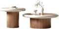 End Tables 2-Piece Round Coffee Table Set Wood Modern Living Room Tables Coordinated Pair