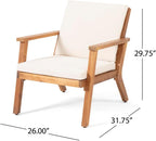 Saiveina Outdoor Acacia Wood Club Chairs with Cushions (Set of 2)