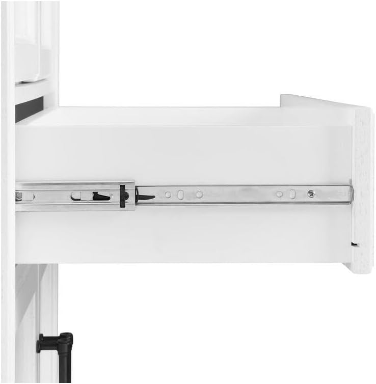 Maykoosh Pantry Cabinet - Distressed White Kitchen Storage - Adjustable Shelves & Drawer