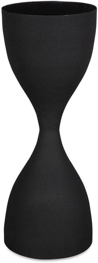 Hourglass Accent Table, Sandpaper Black Iron Base with High Gloss Black Top End Table, Modern Contemporary Side Table Decorative Furniture