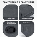 Trustyue Swivel Rocker Recliner Chair, 360° Swivel Recliner with Heat and Massage, Rocker Recliner Nursery Glider Chair with Side Pockets for Living Room (Grey, Fabric)
