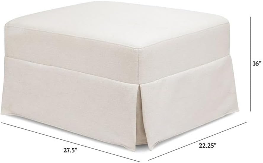 Namesake Gliding Ottoman in Performance Cream Eco-Weave, Water Repellent & Stain Resistant, Greenguard Gold & CertiPUR-US Certified