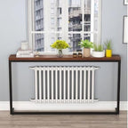 Console Table Decor Entryway Marble Scalloped Tables Behind,entryway Table,Modern Brown Console Table for Hallway Entrance or Living Room Small Side Table with Narrow Design and Sofa Back Sh