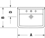 Starck 3 21 5/8" Rectangular Wall Mounted Sink in White with Single Faucet Hole and with Overflow