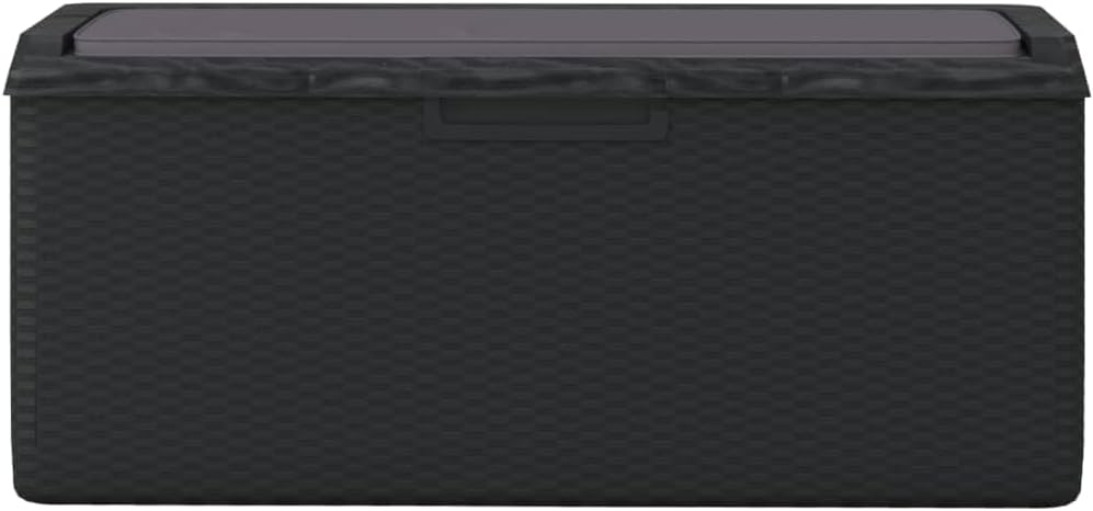 Patio Storage Box Outdoor Resin Wicker Bench with Cushion Anthracite 92.5 Gal Weather Resistant Lockable Deck Chest for Garden Backyard Porch Yard
