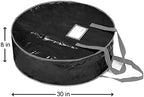 Wreath Storage Bag By Propik 30" - Garland Holiday Container Tear Resistant Material - Easy Storage Featuring Heavy Duty Handles And Transparent Card Slot 30” X 30” X 8” (Black)