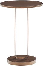 Pemberly Row Contemporary Round Accent Table, Antique Bronze Metal Finish, 15.75" Diameter x 22.5" H, Open Oval Pedestal Design, Compact Durable Side Table for Living Room or Bedroom Decor