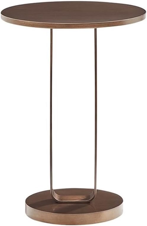 Pemberly Row Contemporary Round Accent Table, Antique Bronze Metal Finish, 15.75" Diameter x 22.5" H, Open Oval Pedestal Design, Compact Durable Side Table for Living Room or Bedroom Decor