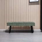Comfy to go Entryway Bench - Green Bench for Bedroom, Modern Ottoman End of Bed, Corduroy Padded Benches for Living Room, Foyer, Mudroom, Hallway - 39" L x 14" W x 17" H