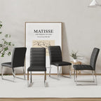 Modern 5 Piece Round Dining Table Set for 4, 47.2" Gray Faux Marble Kitchen Table with Black Upholstered PU Leather Chairs, Dining Room Furniture Set for Apartment, Breakfast Nook, Small Space