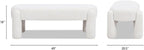Pemberly Row 49" Oval Fully Upholstered Bench, Milk Cream White Boucle, Eucalyptus Wood Frame, Contemporary Rounded Dowel Legs, Textured Seat for Living Room, Bedroom, or Kids Room