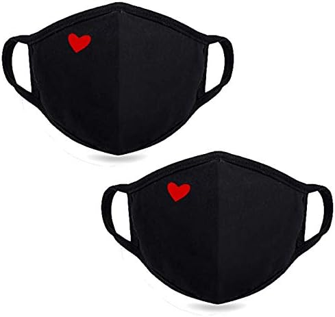 Yiiza Fashion Cute Heart Face Mask - Unisex Organic Cotton Dustproof Mouth Protection - Reusable Warm Windproof for Outdoor Activities