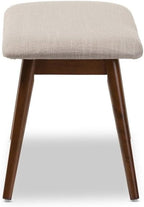Baxton Studio Flora Mid-Century Modern Light Grey Fabric and Oak Medium Brown Finishing Wood Dining Bench