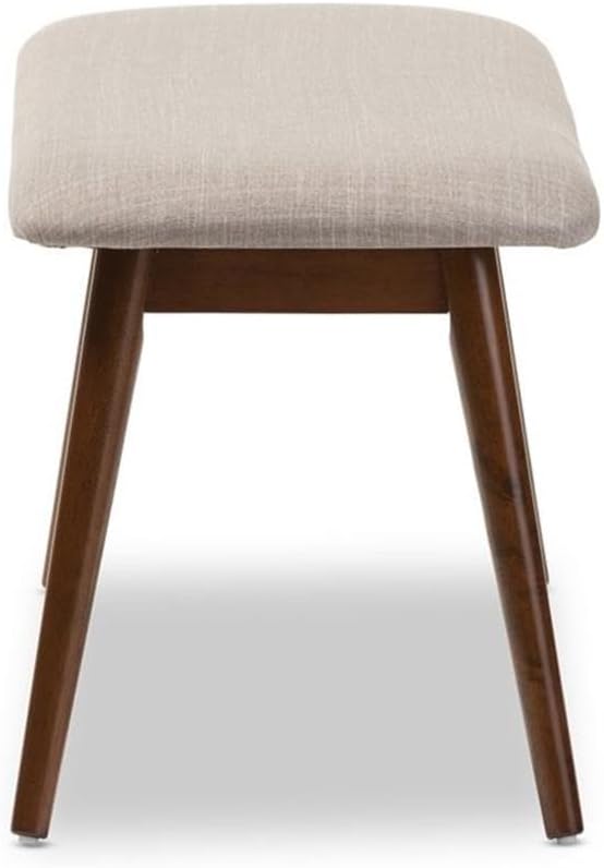 Baxton Studio Flora Mid-Century Modern Light Grey Fabric and Oak Medium Brown Finishing Wood Dining Bench