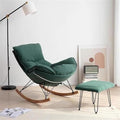 Comfortable Rocking Chair with Footstool, Ergonomic Lounge Sofa Chair for Balcony, Indoor Bedroom Rocker Chair, Upholstered with Cotton Pad (Yellow)