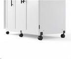 Pemberly Row White Rolling Kitchen Cart with Drop Leaf – Engineered Wood Storage Cart with Adjustable Shelves and Casters, 62.25" W x 19.5" D x 28.5" H