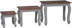 4-Piece Solid Mahogany Wood Nesting Table Set in Brown and White with Stands for Living Room, Vintage Style Stackable Side Tables for Space Saving Design