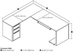 BOWERY HILL L-Shaped Computer Desk, Sandstone Finish, Manufactured Wood and Laminate, 71 in W x 82 in D, Commercial Grade Workstation with File Drawers and Keyboard Shelf, Reversible Return for Home