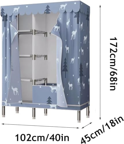 Foldable Wardrobe Portable Closet Oxford Fabric Thick Wardrobe Storage Closet Easy to Assemble Closet Wardrobe Temporary Closet for Bedroom