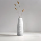 White Ceramic Vase, 8.4" H, Artistic Flower Vase Classic Style for Fireplace Bedroom Kitchen Living Room Centerpieces Office Desk, Fit for Holding Dried Flowers, Fresh Flowers, Artificial Flowers