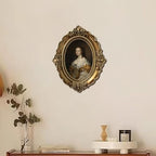 XIAOAIKA Vintage Baroque Oval Framed Canvas Art, Classical Woman Portrait Oil Painting with 3D Embossed Details, Antique Bronze Gold Resin Frame for Living Room Bedroom Entryway Décor, 10 x 8 Inch