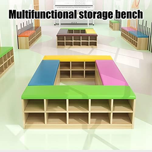 Yellow Upholstered Nursery with Large Shoe Rack Indoor Activity Center and Safety Barrier Easy to Clean 100x30x40cm
