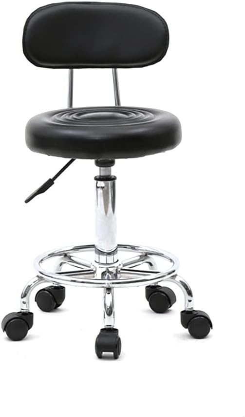 Vasitelan PU Leather Modern Rolling Stool with Low Back Height Adjustable Work Salon Drafting Swivel Task Chair with Footrest