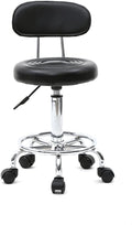 Vasitelan PU Leather Modern Rolling Stool with Low Back Height Adjustable Work Salon Drafting Swivel Task Chair with Footrest