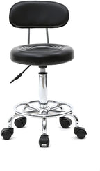 Vasitelan PU Leather Modern Rolling Stool with Low Back Height Adjustable Work Salon Drafting Swivel Task Chair with Footrest