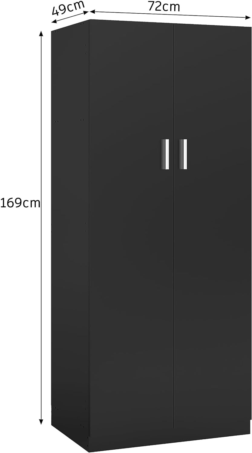 Panana 2 Door Bedroom Wardrobe Closet Bedroom Armoires Home Furniture for Storage (Black)