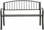 Outdoor Garden Bench 3 Seater Metal Park Bench for Patio Porch Backyard 49.2 Inch Rectangular Contemporary Steel Bench Seat Gray