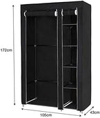 Wardrobe Black Canvas Closet Wardrobe Household Portable Clothes Shoe Storage Organizer Shelf Rack Fabric Bedroom Furnitur Wardrobe Rack (Color : 1PC)