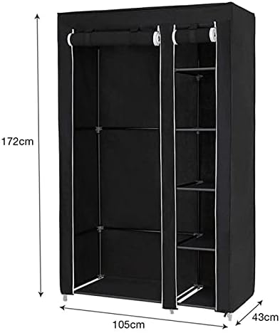 Wardrobe Black Canvas Closet Wardrobe Household Portable Clothes Shoe Storage Organizer Shelf Rack Fabric Bedroom Furnitur Wardrobe Rack (Color : 1PC)