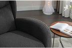 Dark Gray Teddy Rocking Chair for Nursery, Upholstered Glider Rocker with High Backrest, Comfy Accent Armchair with Wooden Legs for Living Room Bedroom