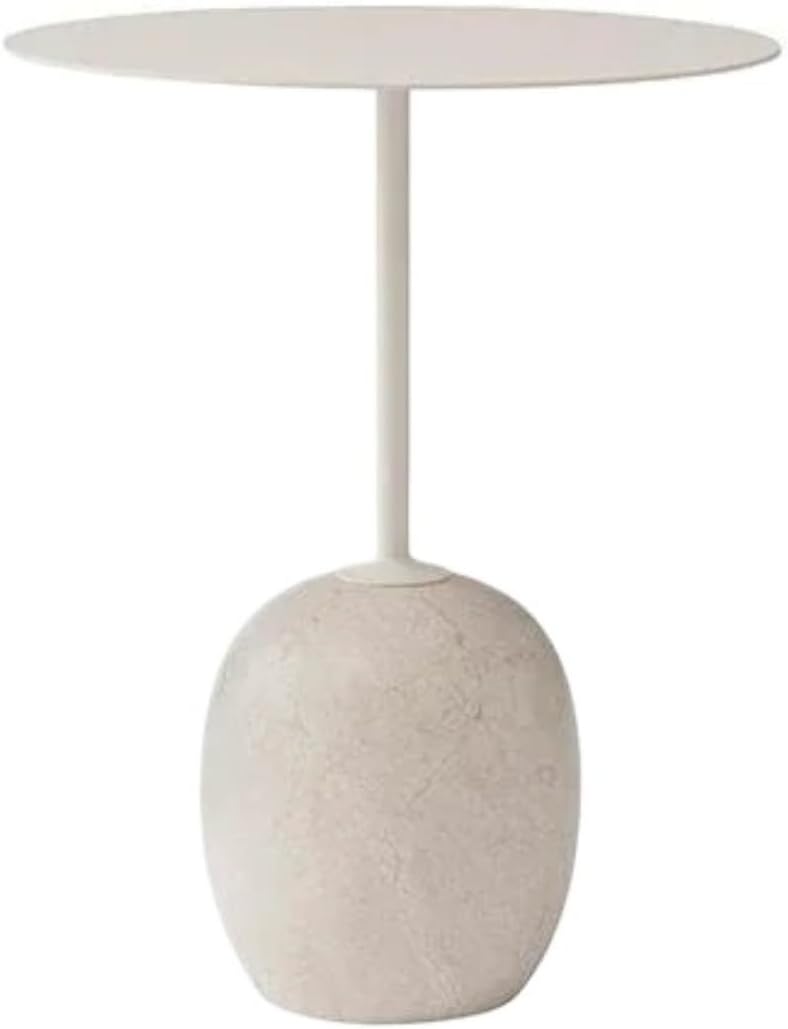 Compatible for Contemporary Luxury Round Sofa Side Table, Carbon Steel Top, Marble Base(White)