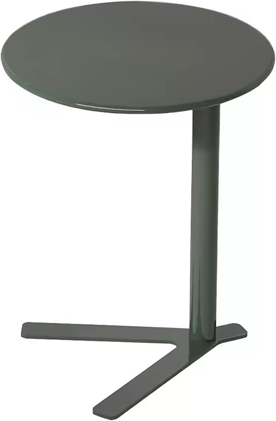 Round End Table,Embedded Coffee Table with V-Type Base,Sofa Side Table for Living Room Balcony Apartment Office Bedroom(Dark Green,48x56cm)