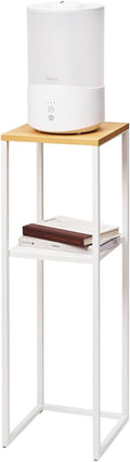 YAMAZAKI Home Tower Two-Tier Display & Corner Storage Shelf, Entryway Or Bedside Console Table for Humidifiers Or Plants, 31.5" - Steel + Wood
