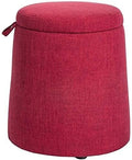 BABYCE Ottoman Stool Pouffe Chair Stool Cloth Cover and 4 Legs Sofa Home Low Stool - Khaki Solid Wood Footstool (Color : Red)