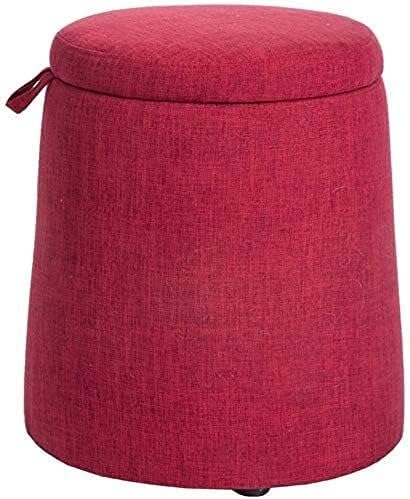 BABYCE Ottoman Stool Pouffe Chair Stool Cloth Cover and 4 Legs Sofa Home Low Stool - Khaki Solid Wood Footstool (Color : Red)