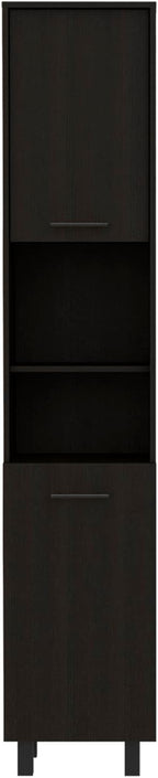 2-Door Pantry Cabinet, with Two 2-Cabinet Spaces and Two Open Shelves