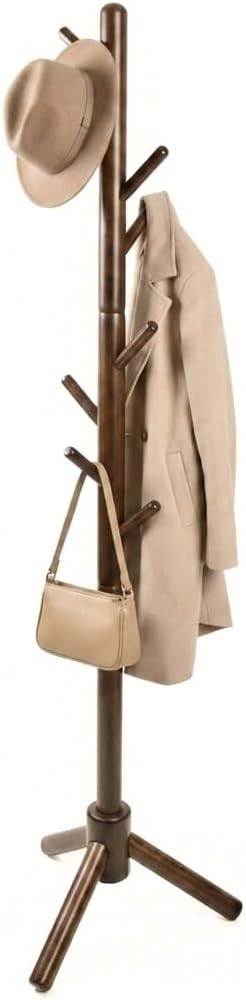 Luxe L 100% Faux Fur Coat Rack, Freestanding Coat Rack with 8 Hooks, Adjustable Size Tree Coat Rack for Bedroom, Hallway, Entrance, Office, for Coats, Hats, Scarves, Handbags - Brown