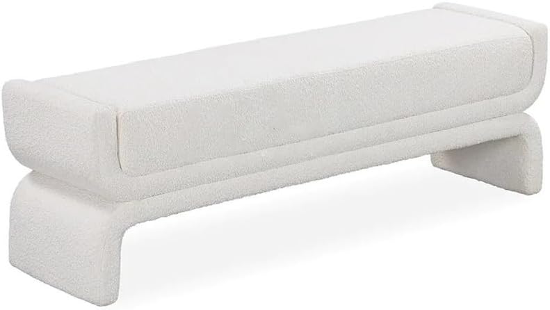 Modern Bedside Stool Bedroom Bench Simple Special-Shaped Living Room Long Home Shoe Changing Entryway(White,Medium)