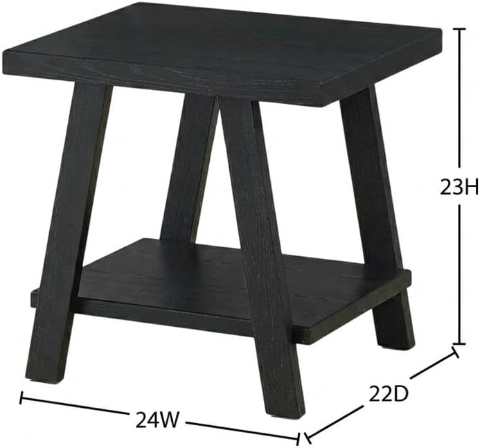 Furnifact Black, End Side Table, MDF Construction, Open Shelf, Durable Home Design, Warm Stylish Finish, Quality Build for Home