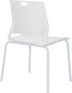 White Stackable Chairs Set of 4, Modern Office Guest Chair Wide Seat, Stackable Dining Chairs, Plastic Chair for Conference Room, Living Room, Waiting Area, Classroom.