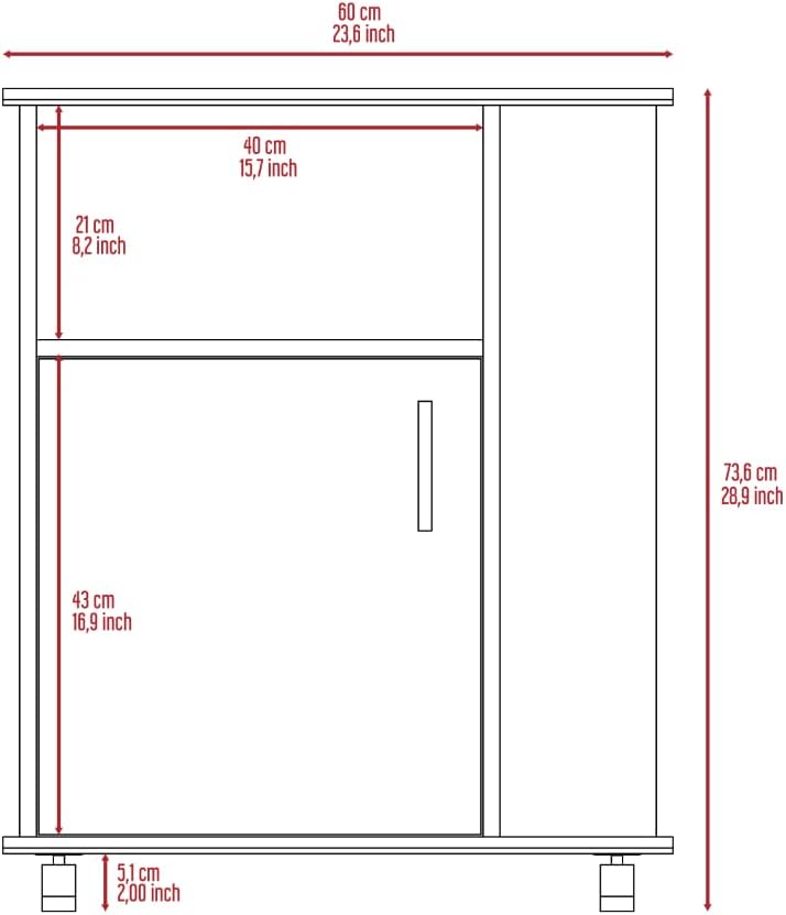 Lower Microwave Pantry 29", Single Door Cabinet, Open Shelf & Side Storage