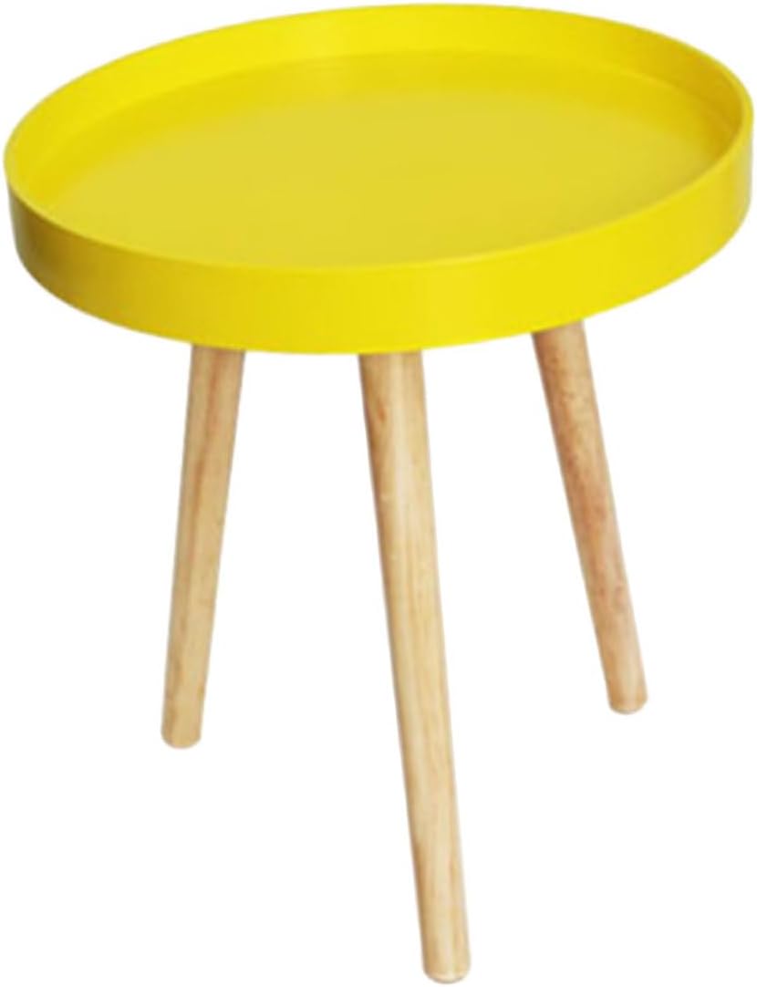SUPVOX Modern Small Round Nordic Sofa Side Table, Yellow Mini Creative Indoor Coffee End Table for Living Room and Balcony
